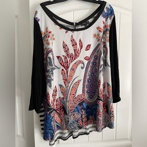 Lane Bryant 3/4 length blouse with zip down back.